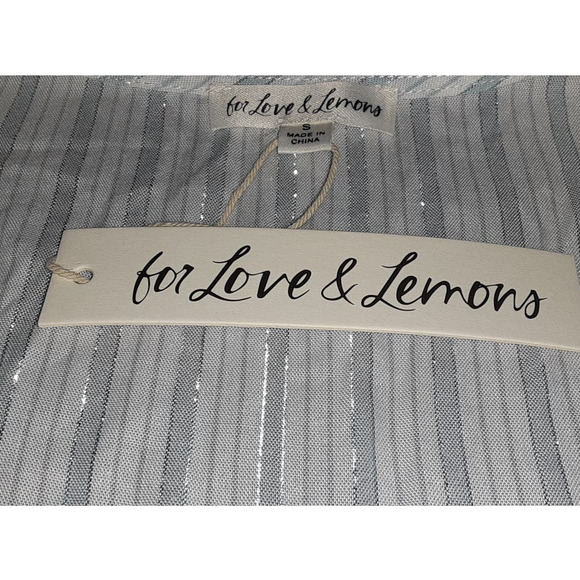 (70% OFF) NWT For Love & Lemons Leslie Blue Striped Puff Sleeve Mini Dress - Picture 5 of 7